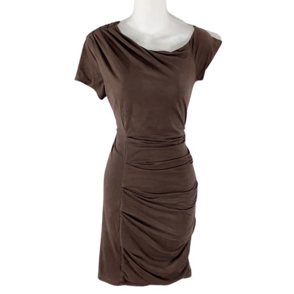 Bebe brown suede off shoulder dress L17